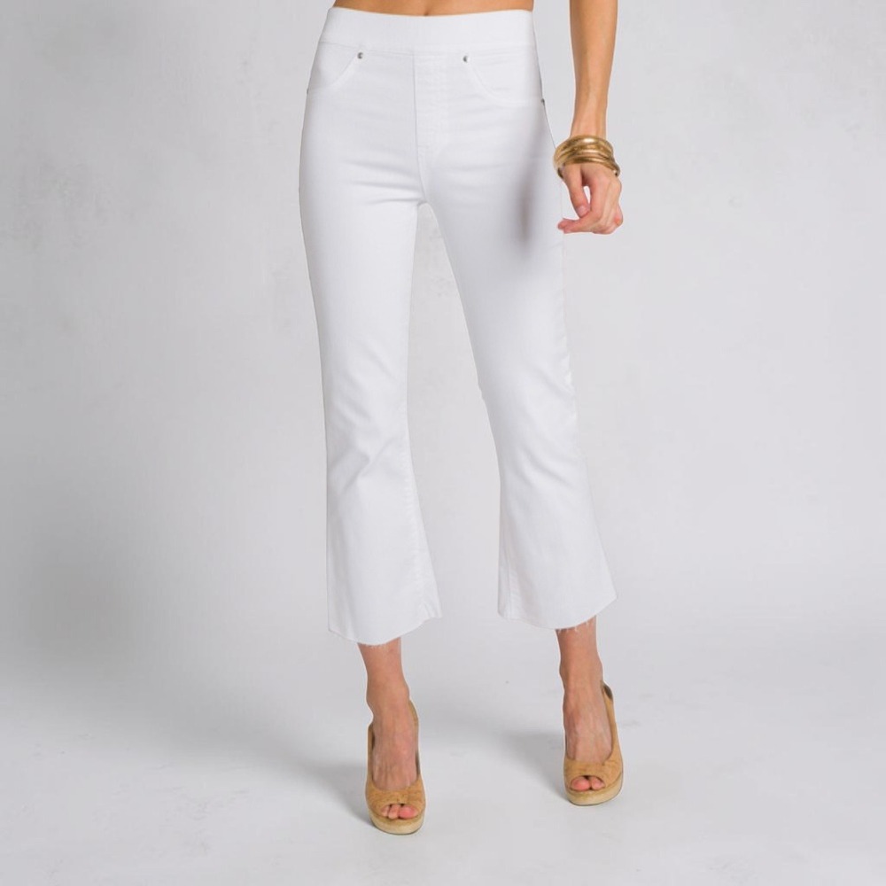 SPANX Cropped Flare Denim Jeans White Pull On High Rise Sz S - Picture 4 of 12